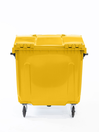 Мусорный контейнер 1100Л со сплошной крышкой желтый