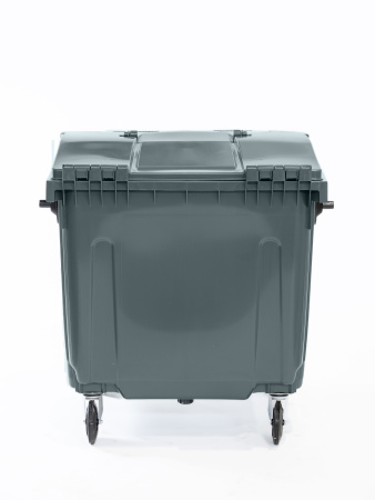 Мусорный контейнер 1100Л со сплошной крышкой серый