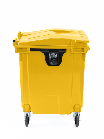 Мусорный контейнер 1100Л со сплошной крышкой желтый