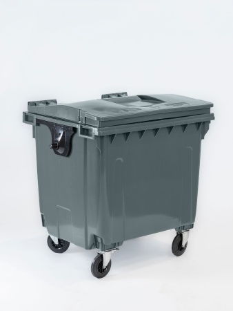 Мусорный контейнер 1100Л со сплошной крышкой серый