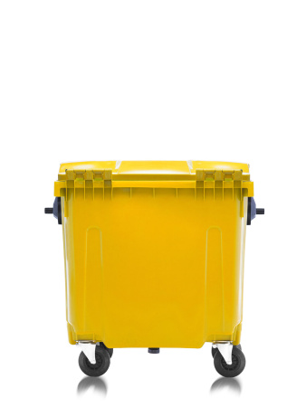 Мусорный контейнер 770Л со сплошной крышкой желтый 