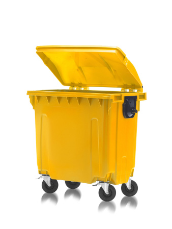 Мусорный контейнер 770Л со сплошной крышкой желтый 
